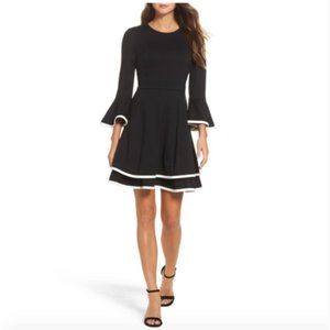 Eliza J Bell Sleeve Tiered Fit & Flare Dress
